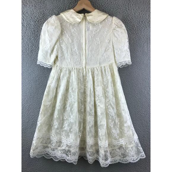 Vintage Girls Gunne Sax Blush Pink Lace Dress 1970‎ 1980 USA Made Size 7 - Picture 2 of 11